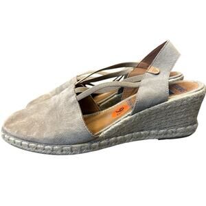 Verbenas Maika Taupe Suede Wedge D’Orsay Espadrille Sandals Boho Preppy Coastal